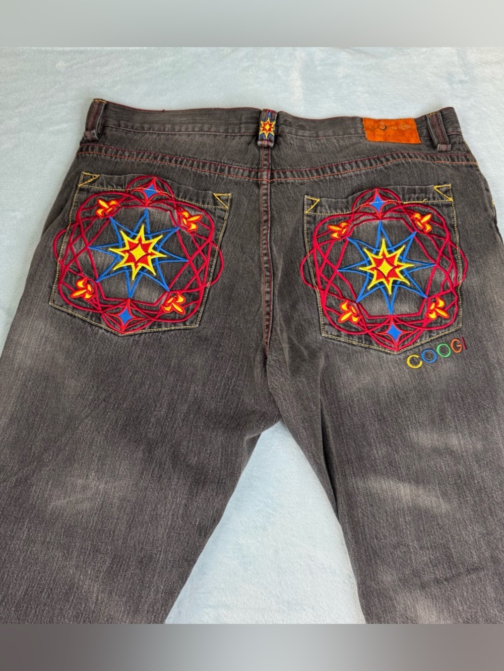 Coogie Men's Embellished Embroidered Blue Jeans Size 42 Baggy Vintage Y2K